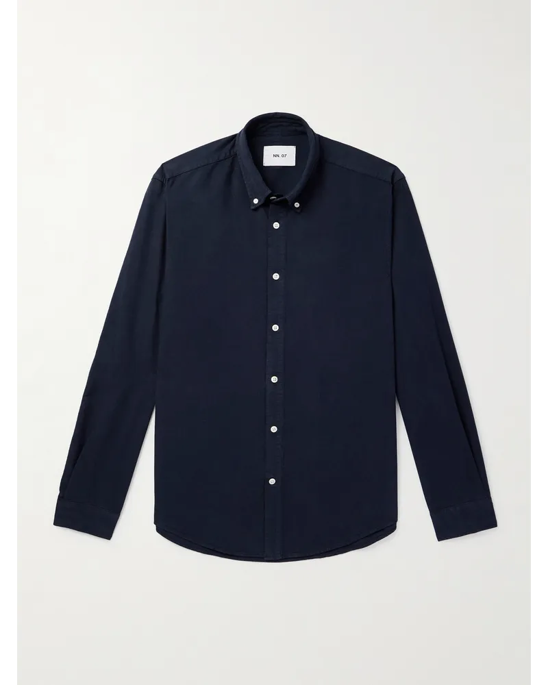 NN 07 Arne 5725 Hemd aus Biobaumwoll-Oxford mit Button-Down-Kragen Blau