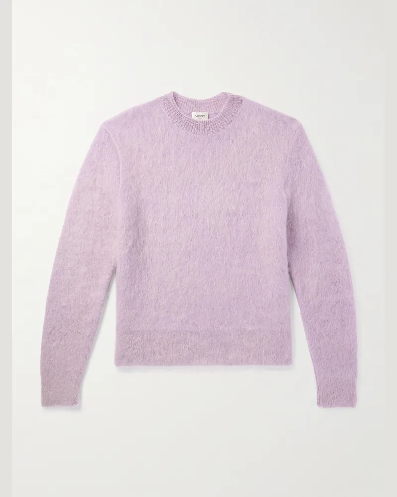 Saint Laurent Schmal geschnittener Pullover aus einer Mohairmischung Lila