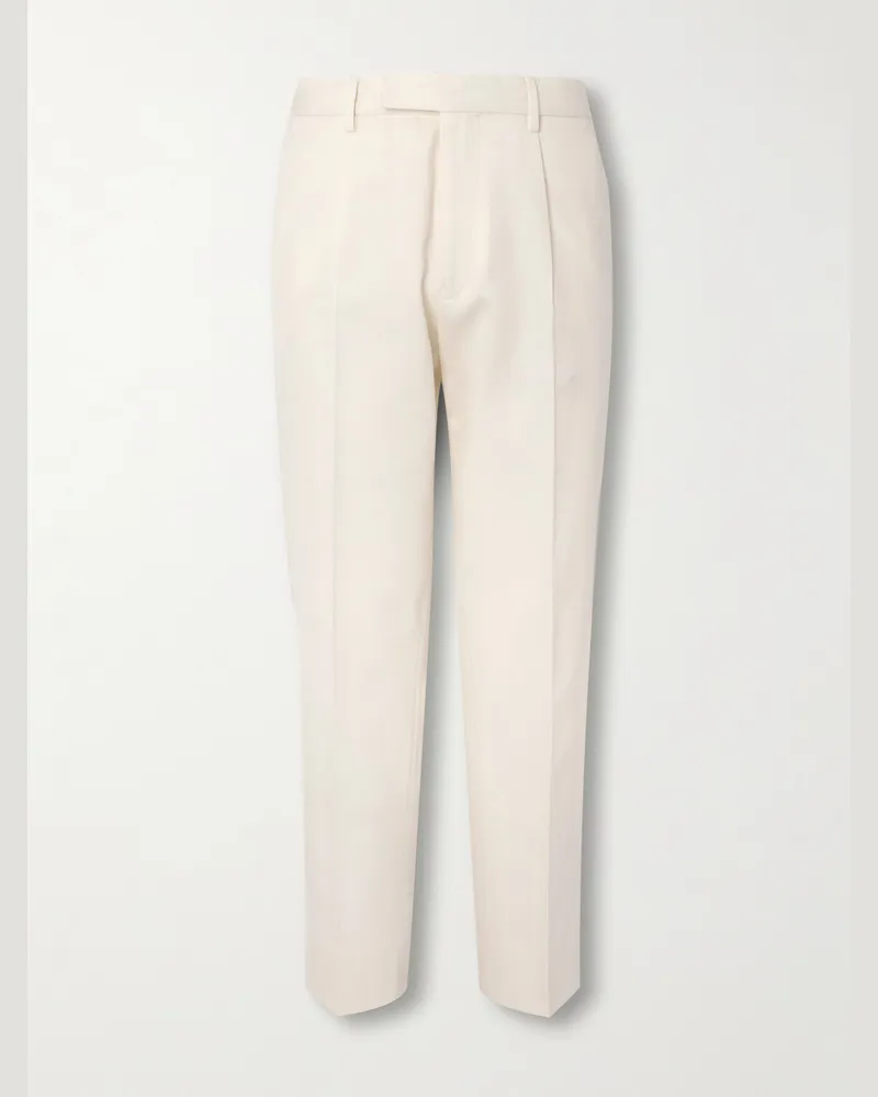 Ermenegildo Zegna Gerade geschnittene Hose aus einer Baumwoll-Wollmischung Weiß