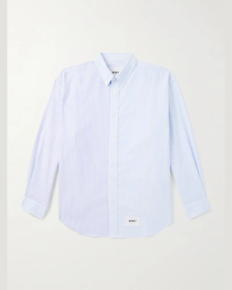 WTAPS Hemd aus gestreiftem COOLMAX®-Material mit Logoapplikation und Button-Down-Kragen Blau
