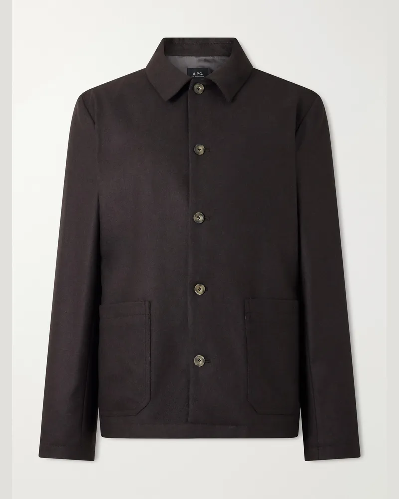 A.P.C. Brest Wool-Blend Twill Blouson Jacket Brown