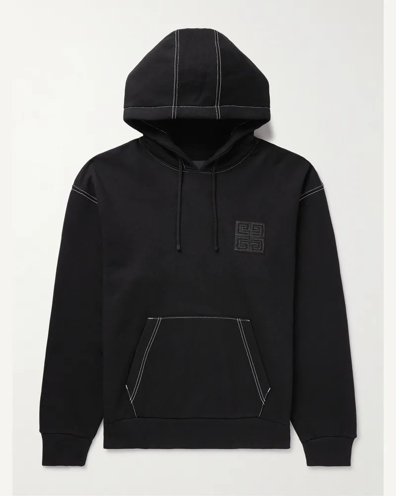 Givenchy Hoodie aus Baumwoll-Jersey mit Logoapplikation Schwarz