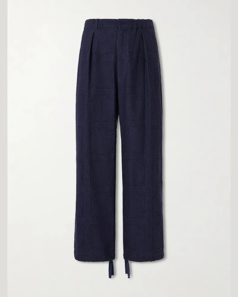 Blue Blue Japan Straight-Leg Cotton-Blend Suit Trousers Blue