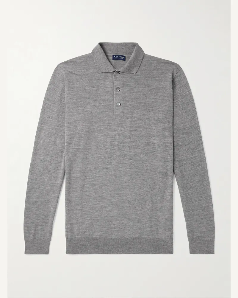 Peter Millar Dorset Pullover aus Merinowolle mit Polokragen Grau
