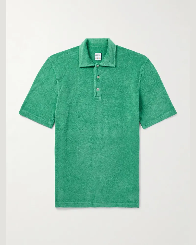 Fedeli Mondial Slim-Fit Cotton-Terry Polo Shirt Green