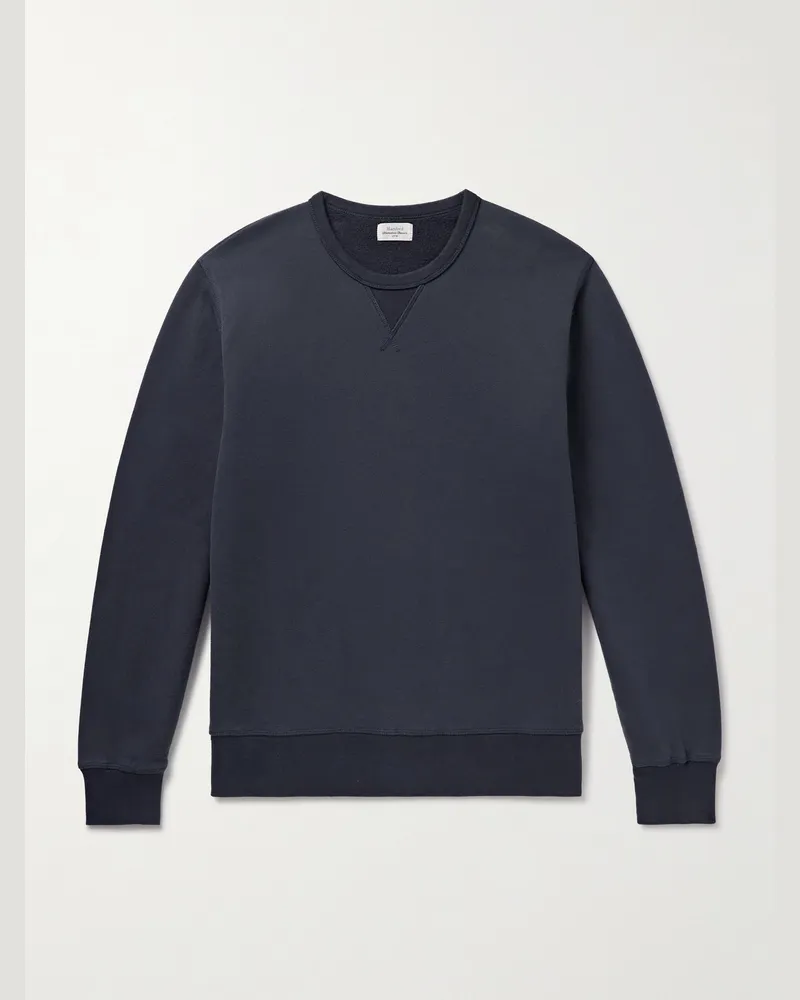 Hartford Garment-Dyed Cotton-Jersey Sweatshirt Blue