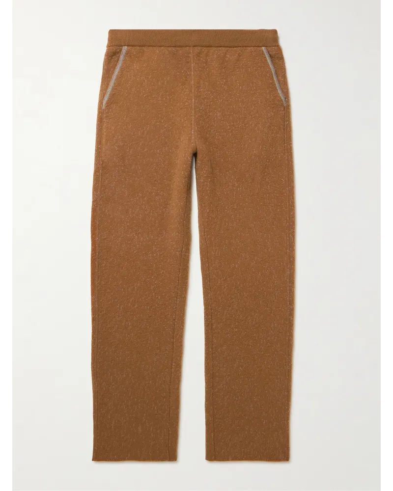 ZEGNA x The Elder Statesman Gerade geschnittene Hose aus gebürstetem Jacquard-Strick aus „Oasi“-Kaschmir Braun