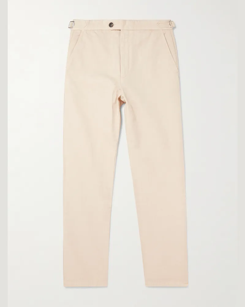 MR P. Mike Straight-Leg Organic Cotton and Linen-Blend Twill Trousers Neutrals