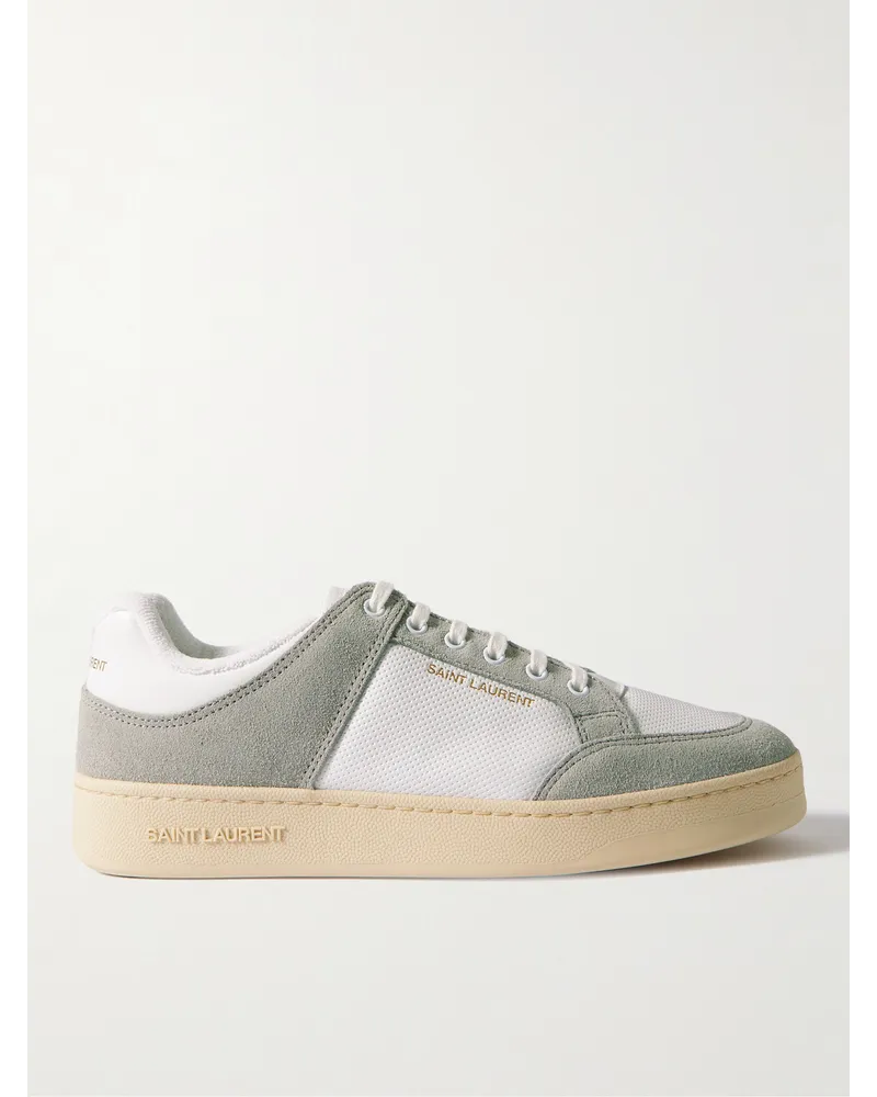 Saint Laurent SL/61 Sneakers aus Leder und Veloursleder mit Perforationen Grau