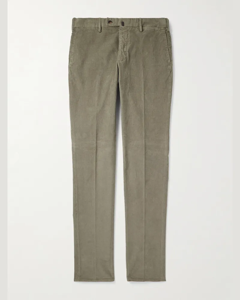 Incotex Gerade geschnittene Hose aus Cord aus einer Baumwollmischung Grün