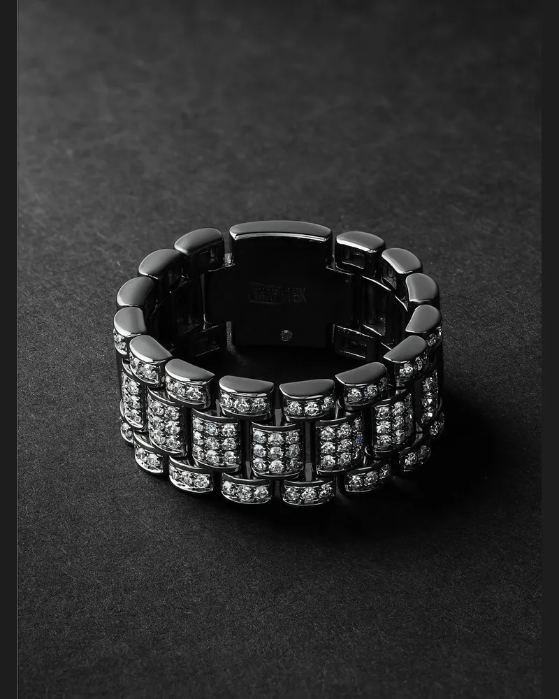 SHAY 18-Karat Blackened Gold Diamond Ring Silver