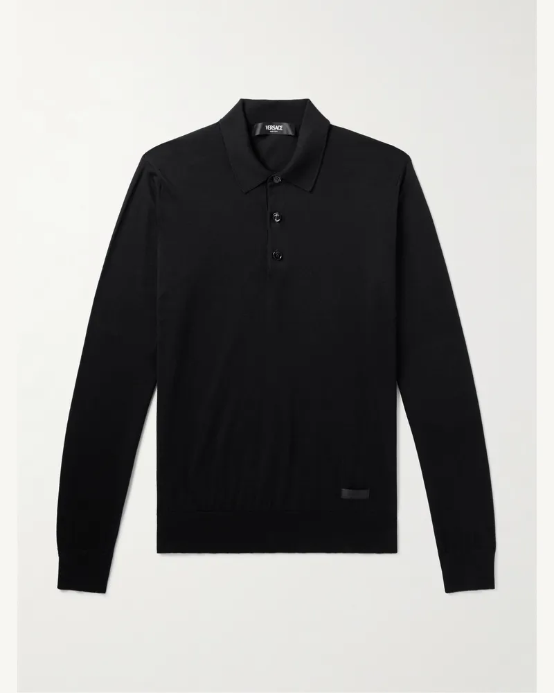 Versace Polohemd aus einer Seiden-Baumwollmischung Schwarz