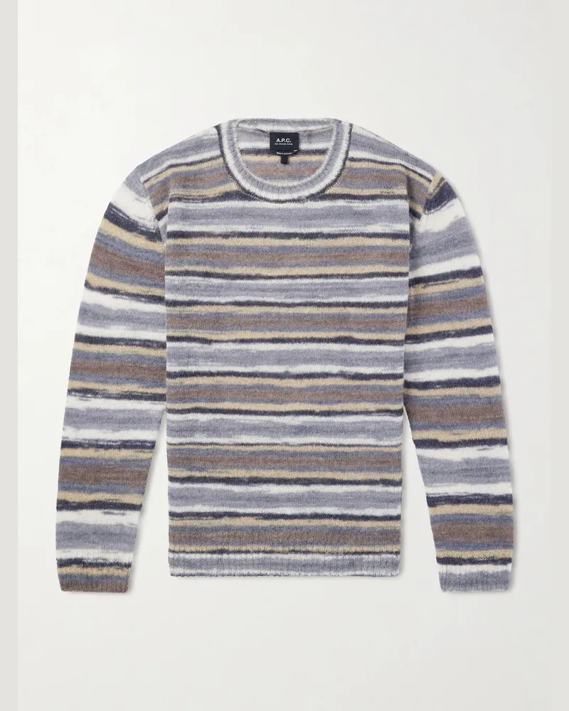 A.P.C. Hector Striped Knitted Sweater Gray