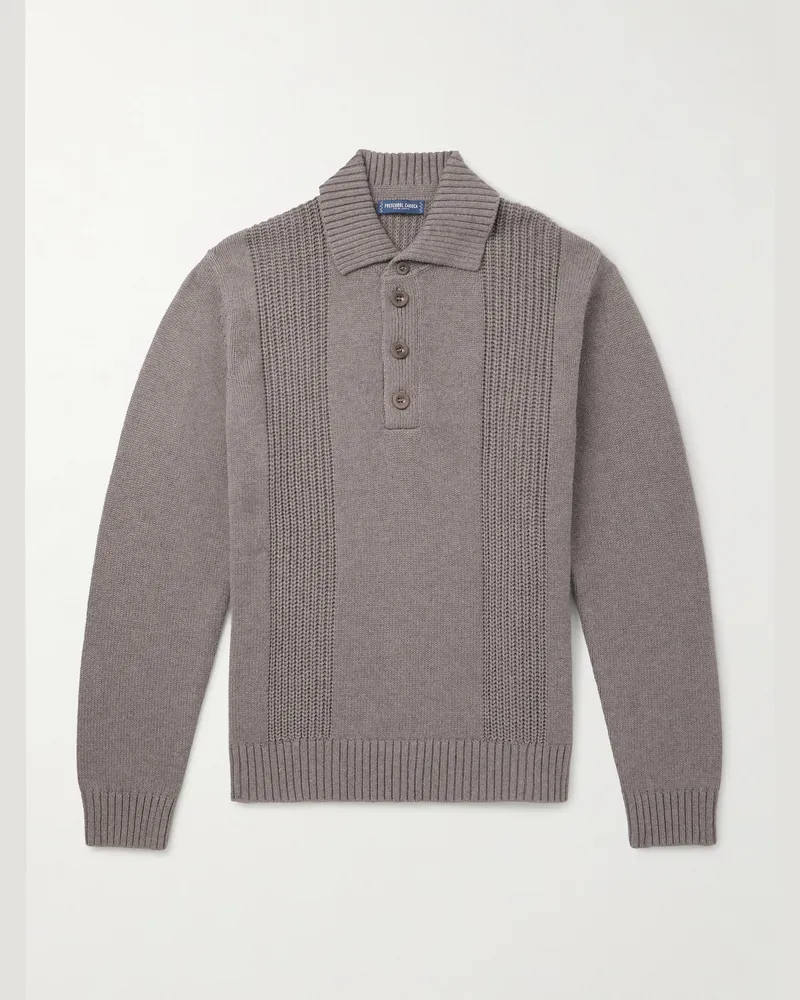 Frescobol Carioca Romano Cotton and Cashmere-Blend Polo Sweater Brown