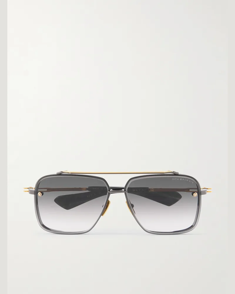 DITA Mach-Six Aviator-Style Gold-Tone and Rhodium Sunglasses Gray