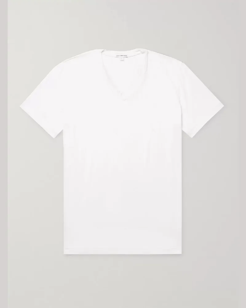 James Perse T-Shirt aus gekämmtem Baumwoll-Jersey Weiß