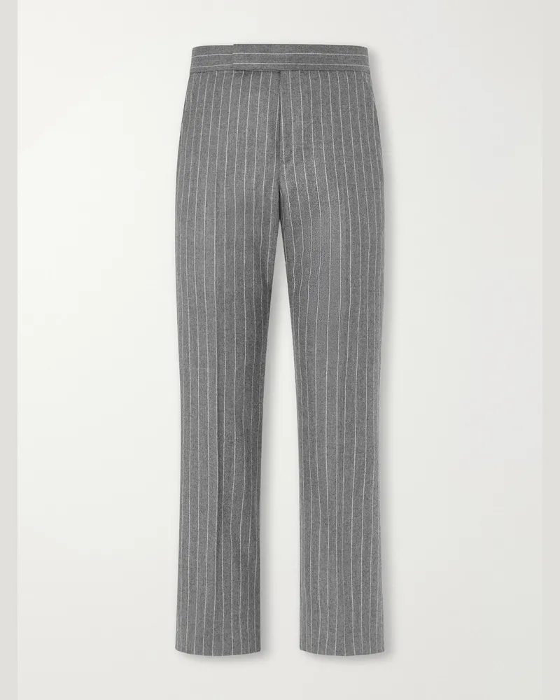 Tom Ford Straight-Leg Pinstripe Wool-Flannel Trousers Gray