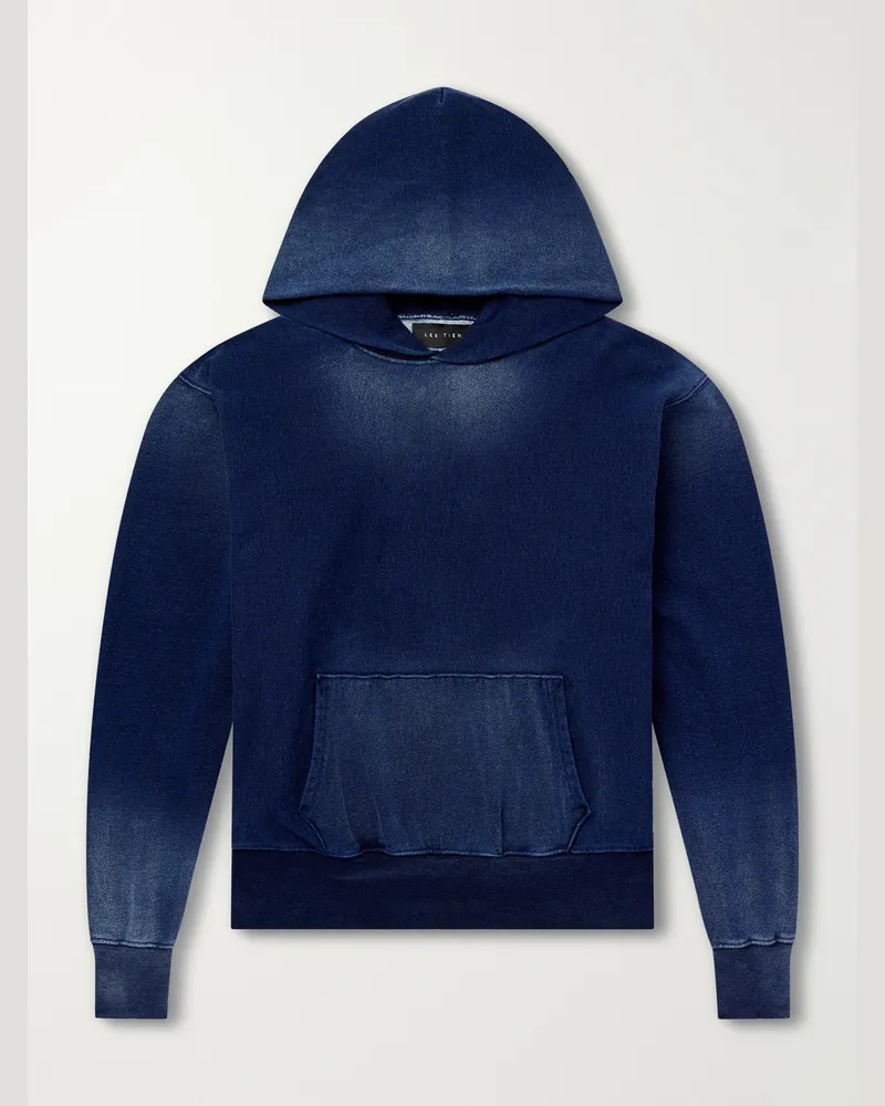 LES TIEN Cotton-Jersey Hoodie Blue