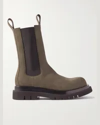 Bottega Veneta Chelsea Boots aus Nubukleder Grün