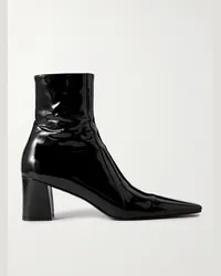 Saint Laurent Ankle Boots aus Lackleder Schwarz