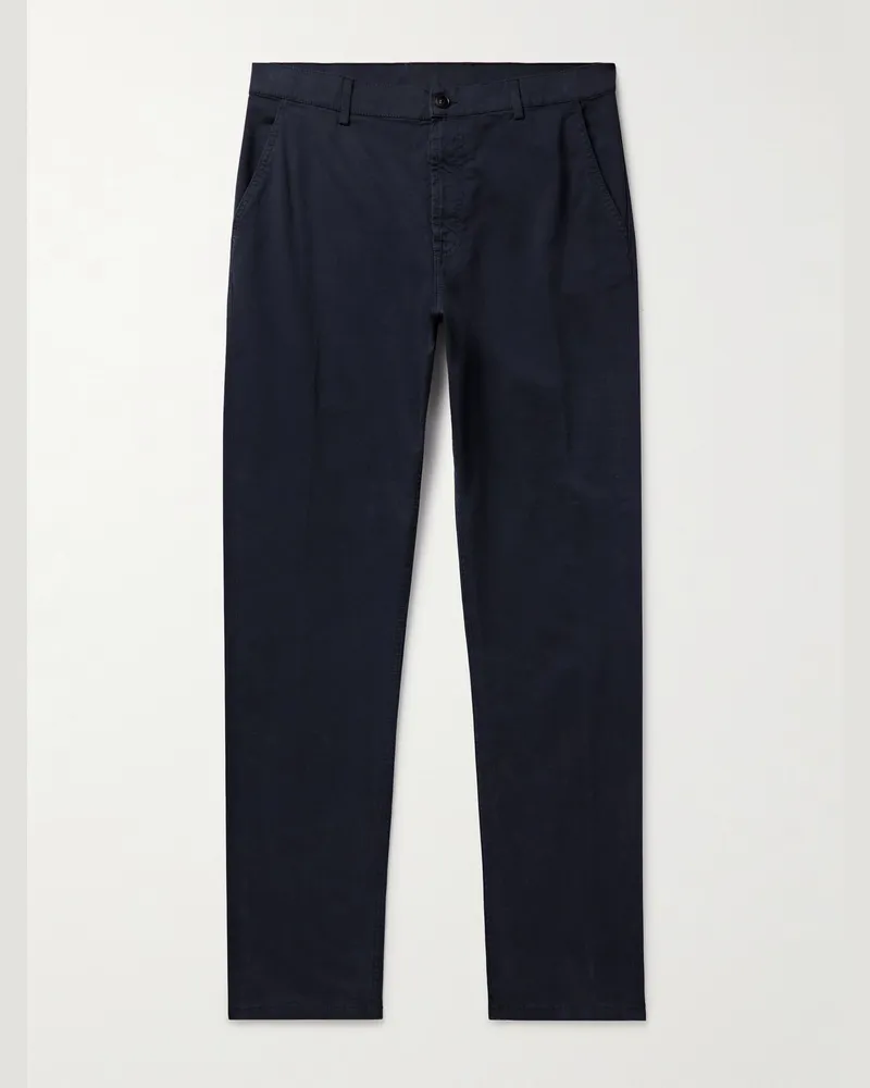 Canali Schmal geschnittene Hose aus Twill aus einer Baumwollmischung in Stückfärbung Blau