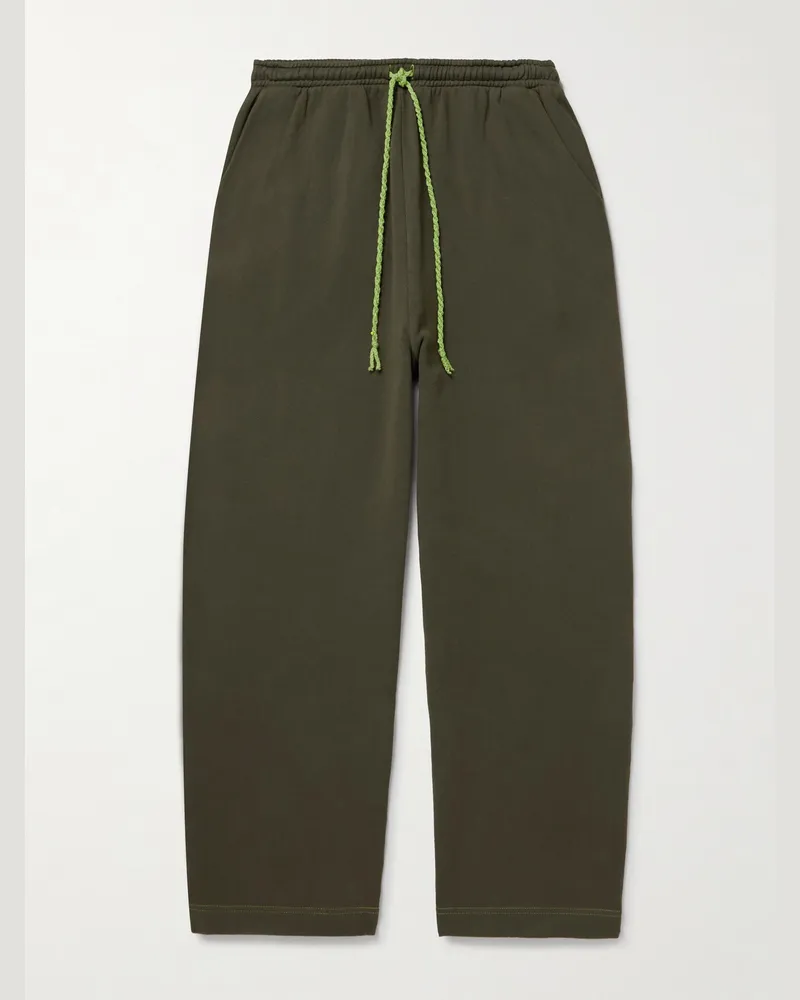 The Elder Statesman Weit geschnittene Jogginghose aus Jersey aus einer Baumwoll-Kaschmirmischung Grün