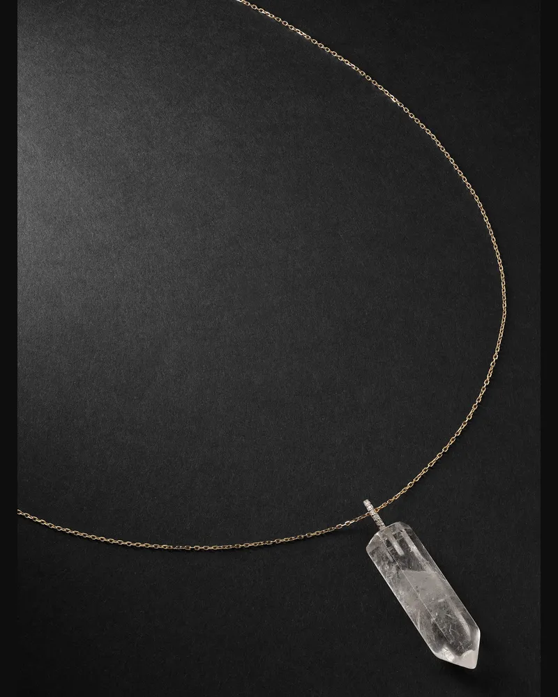 MATEO Anhängerkette aus Gold mit Quarz und Diamanten Gold