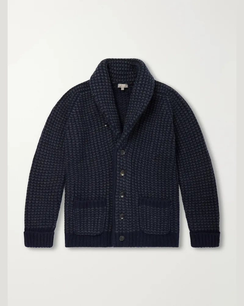 N.Peal Kensington Shawl-Collar Cashmere Cardigan Blue