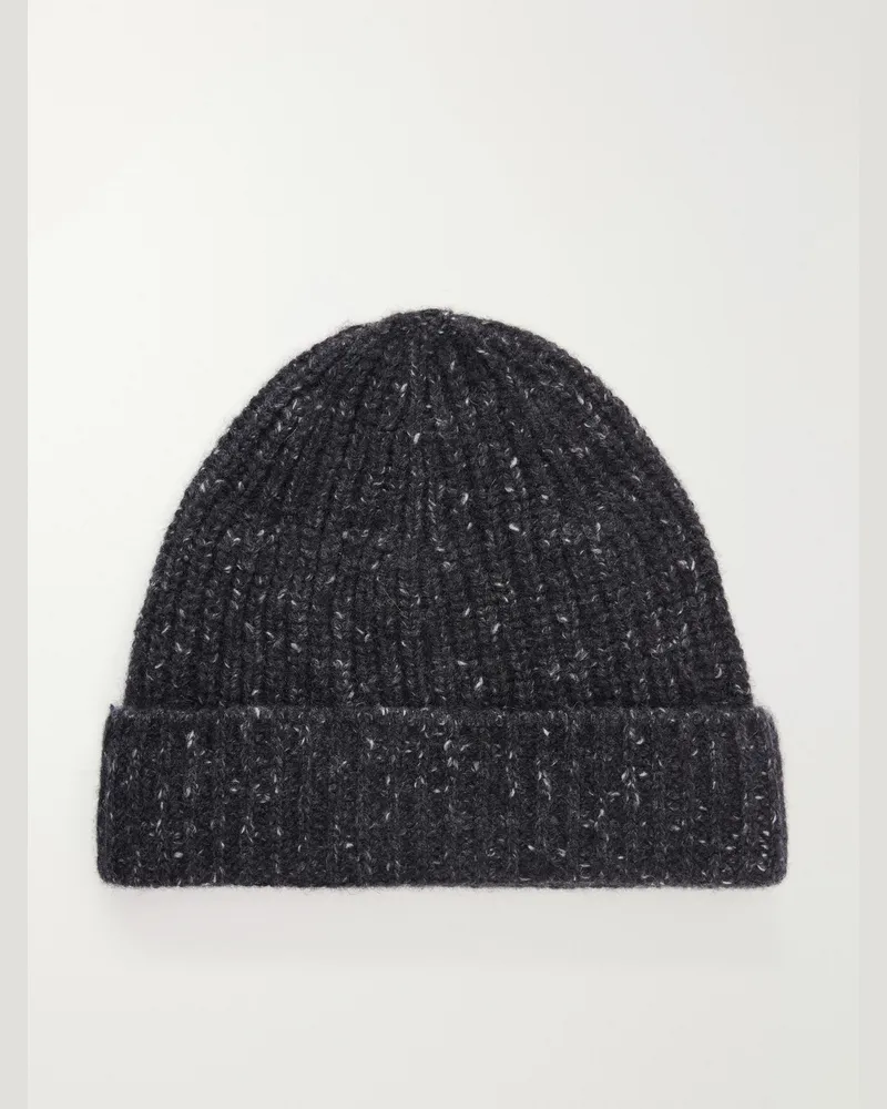 AURALEE Ribbed Cashmere Beanie Black