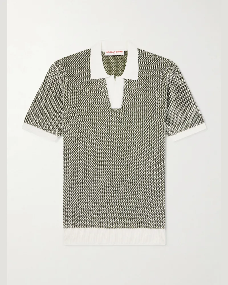 Orlebar Brown Horton Slim-Fit Crocheted Cotton Polo Shirt Green