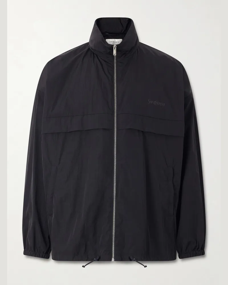 Saint Laurent Logo-Print Shell Blouson Jacket Black