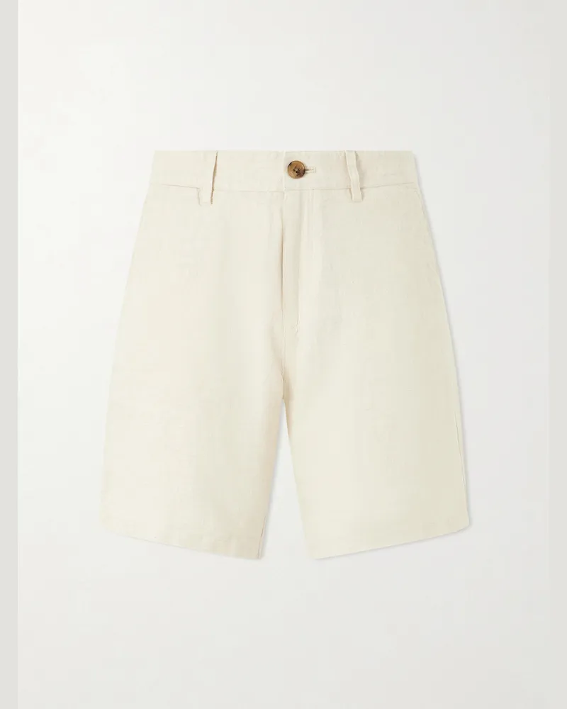 NN 07 Aden 1454 Straight-Leg Linen Shorts Neutrals