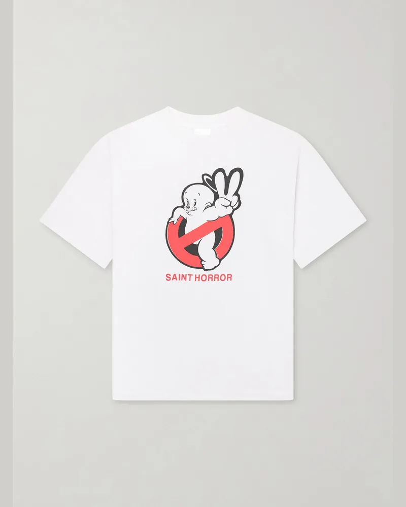 SAINT MXXXXXX Saint Horror Printed Cotton-Jersey T-Shirt White