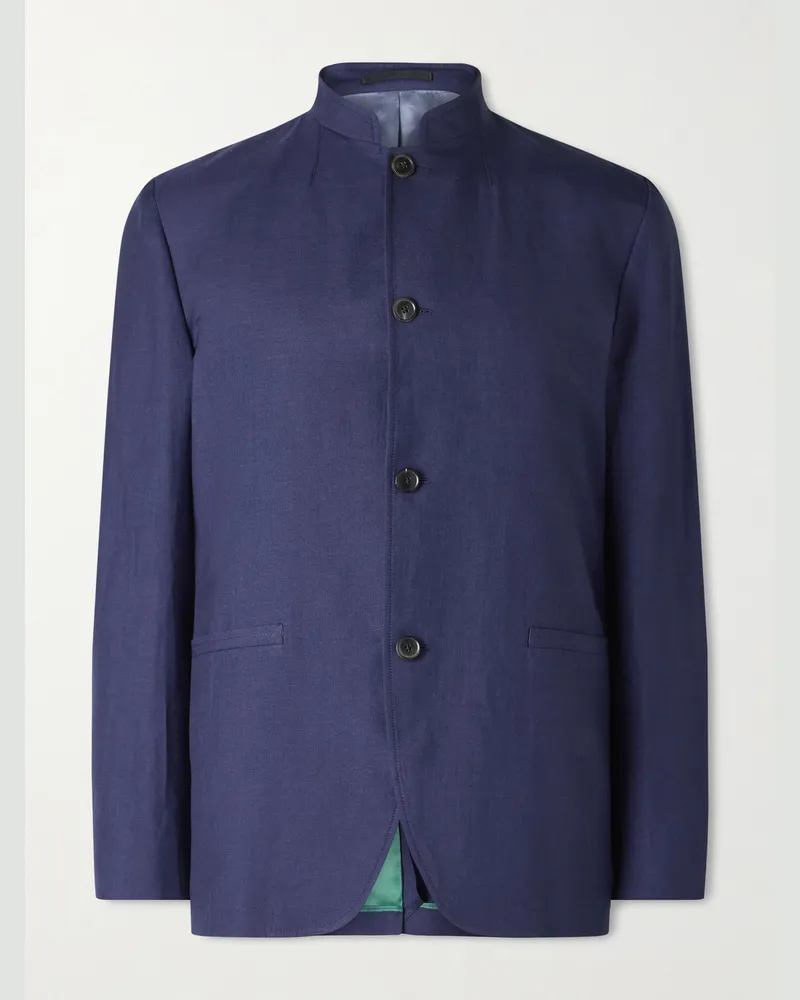 Paul Smith Wool and Linen-Blend Suit Jacket Blue