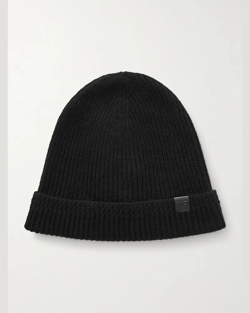 Tom Ford Ribbed Cashmere Beanie Black