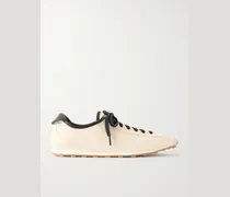 Les Tennis Leather-Trimmed Canvas Sneakers
