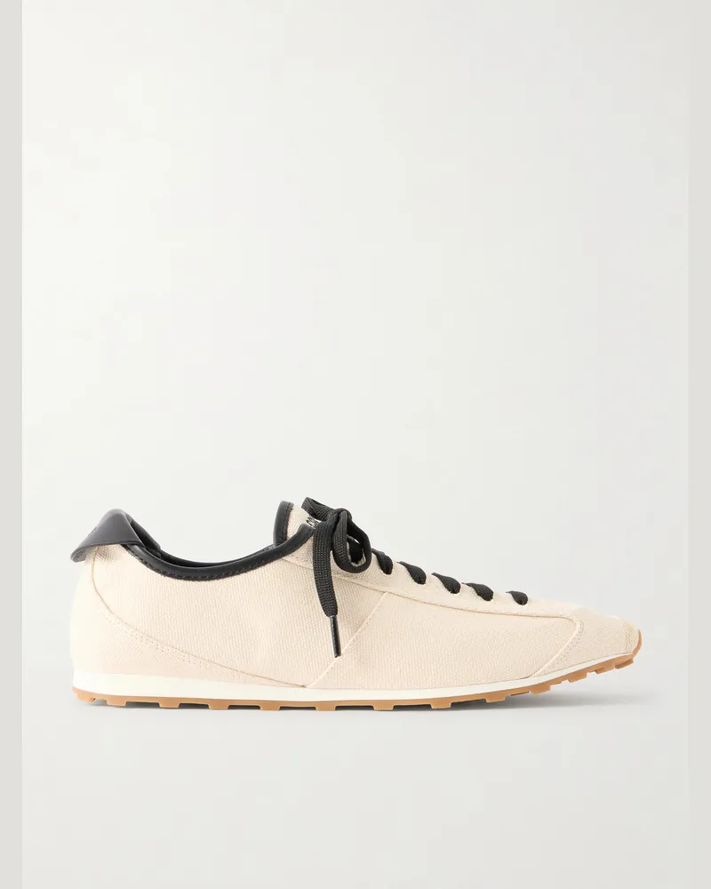 Jacquemus Les Tennis Leather-Trimmed Canvas Sneakers Neutrals