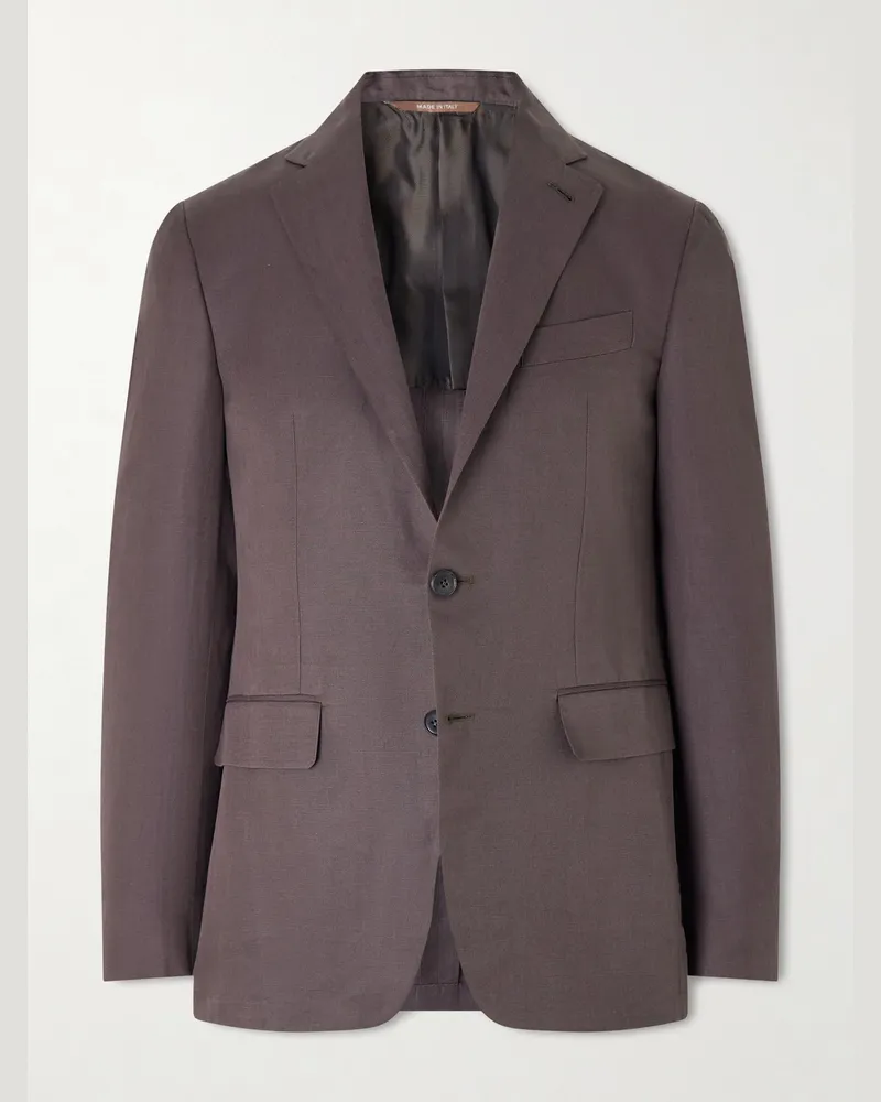 Canali Kei Linen and Silk-Blend Suit Jacket Purple