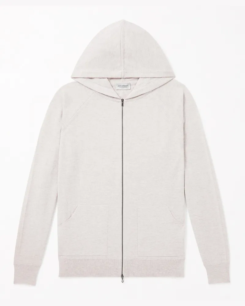 John Smedley Carty Merino Wool Zip-Up Hoodie Gray