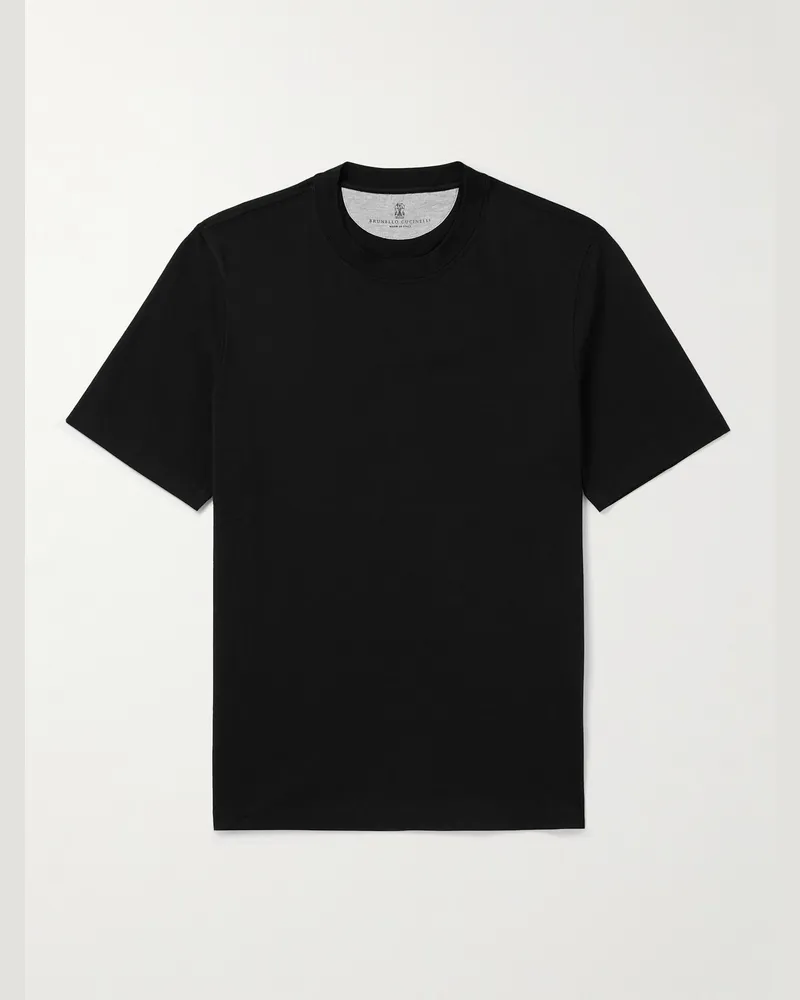 Brunello Cucinelli T-Shirt aus Baumwoll-Jersey Schwarz
