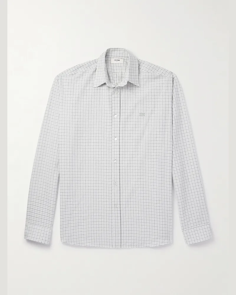 Celine Kariertes Hemd aus Baumwoll-Twill Grau