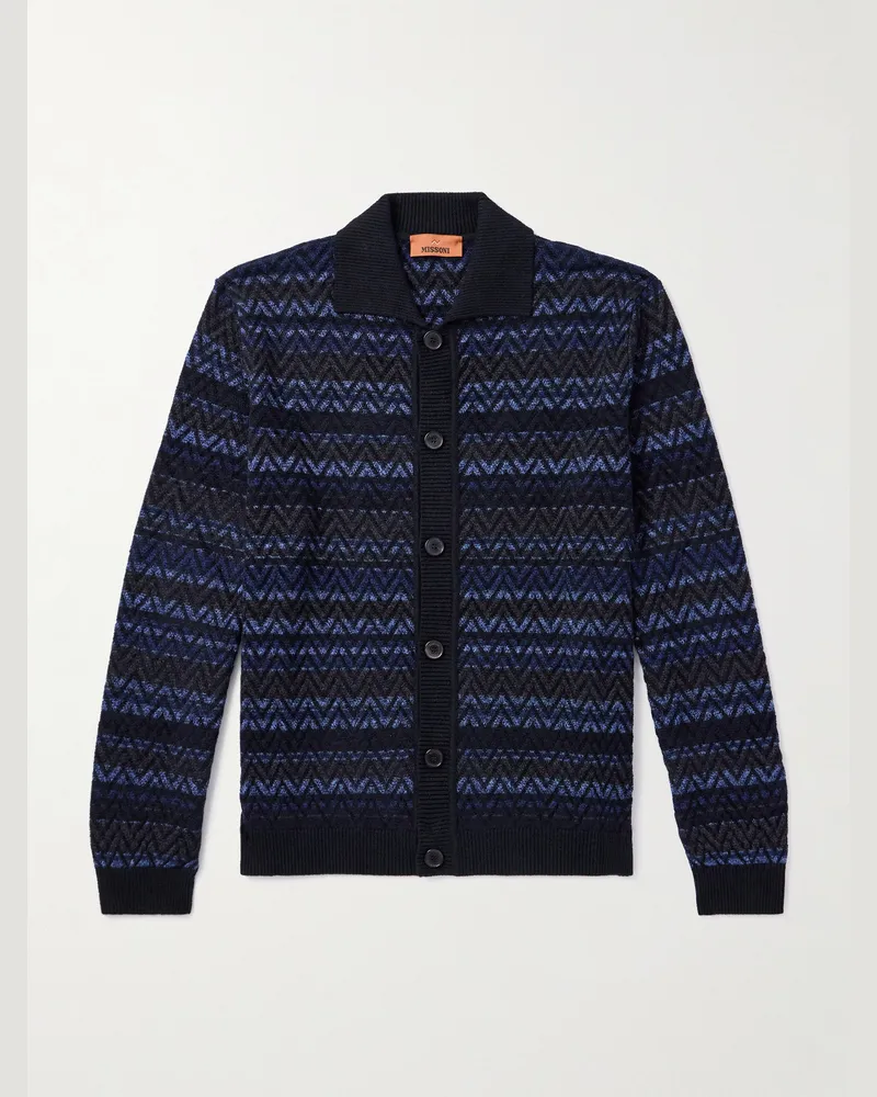 Missoni Cardigan aus gestreiftem Jacquard-Strick Blau