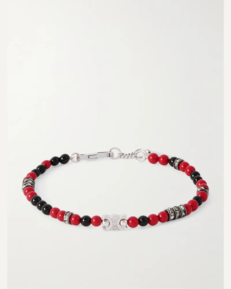 Celine Armband mit silberfarbenen Details, Harz, Onyxen und Strass Rot