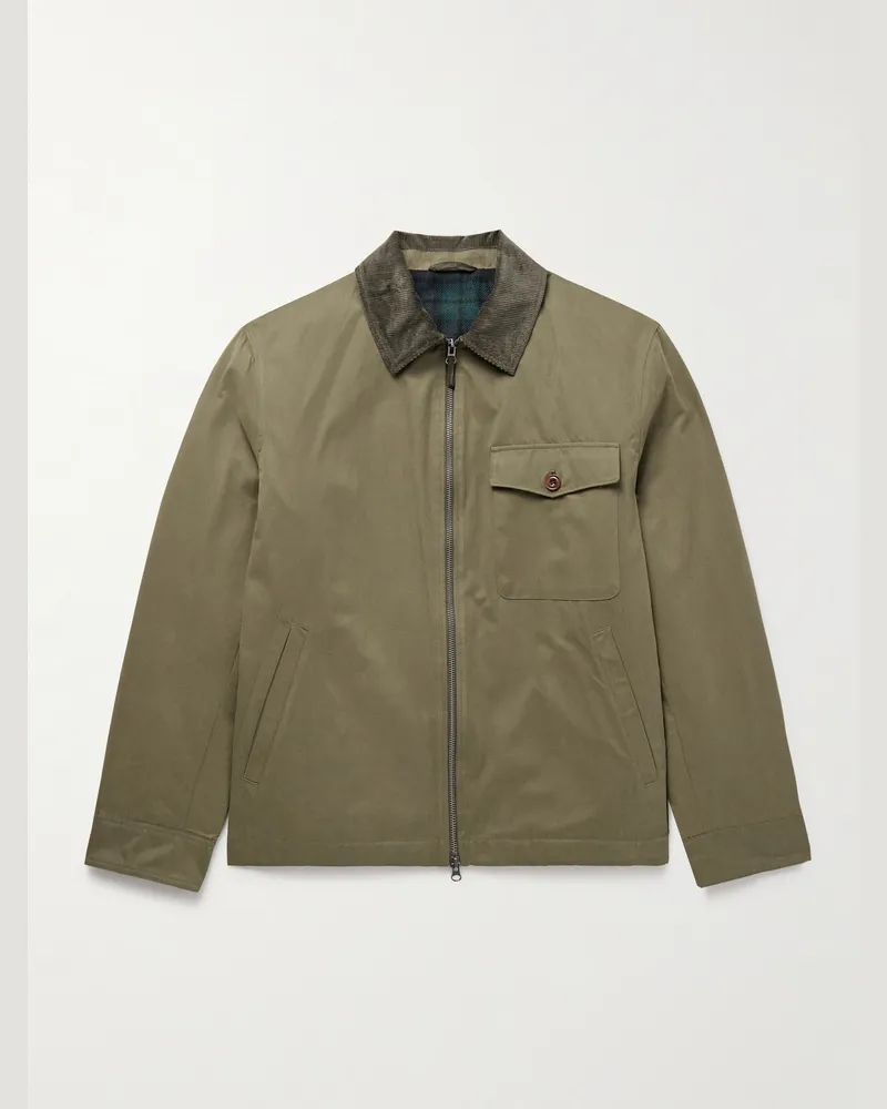 Hartford Daren Cotton-Corduroy Trimmed Canvas Jacket Green