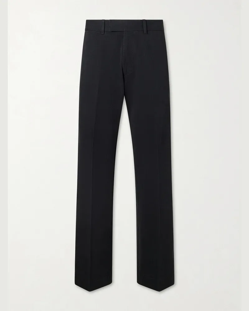 Tom Ford Wide-Leg Cotton-Drill Trousers Black