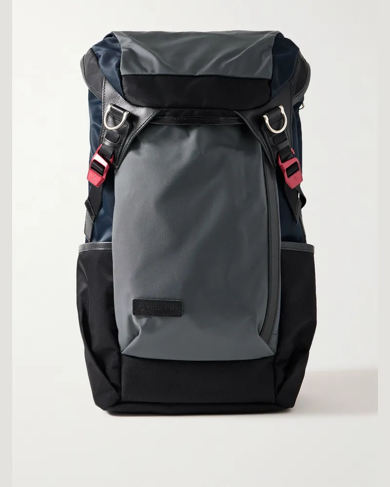 MASTER PIECE Potential Rucksack aus „CORDURA® MasterTeX“-Material mit Lederbesatz und Webband Grau