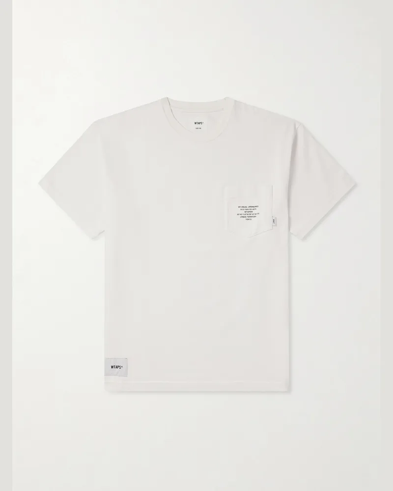WTAPS Logo-Appliquéd Printed Cotton-Jersey T-Shirt White
