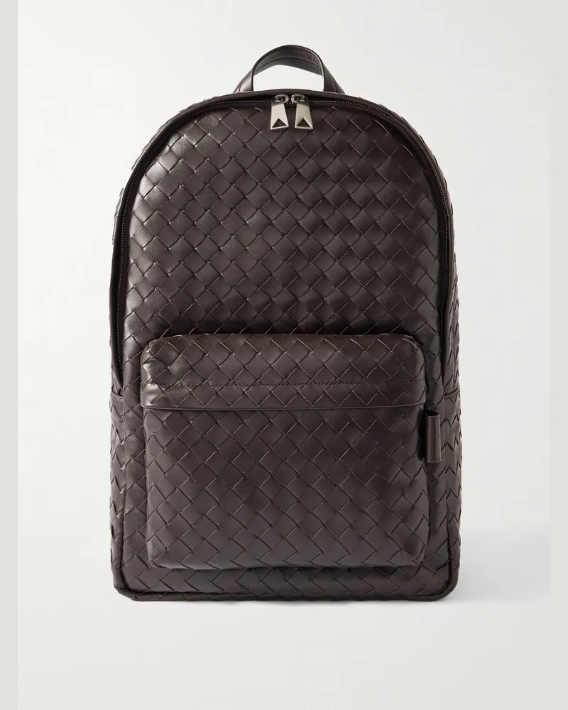 Bottega Veneta Rucksack aus Intrecciato-Leder Braun