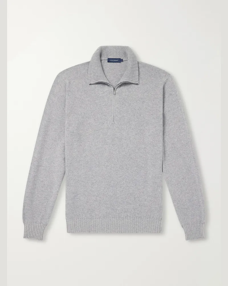 Thom Sweeney Cashmere Half-Zip Sweater Gray