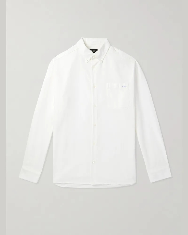 A.P.C. Mateo Hemd aus Baumwoll-Oxford mit Logostickerei Weiß